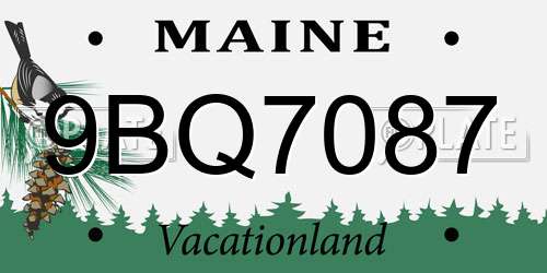 9BQ7087 Maine License Plate