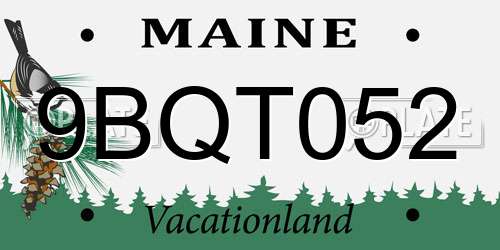 9BQT052 Maine License Plate