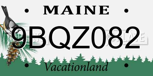 9BQZ082 Maine License Plate