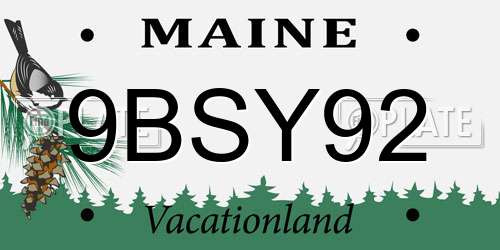 9BSY92 Maine License Plate