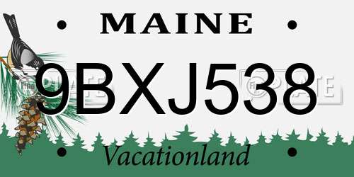 9BXJ538 Maine License Plate