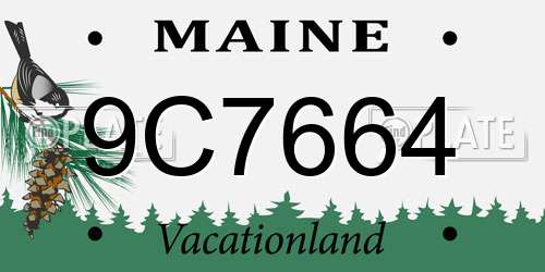9C7664 Maine License Plate