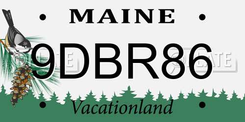 9DBR86 Maine License Plate