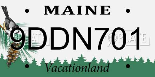 9DDN701 Maine License Plate