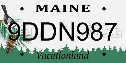 9DDN987 Maine License Plate