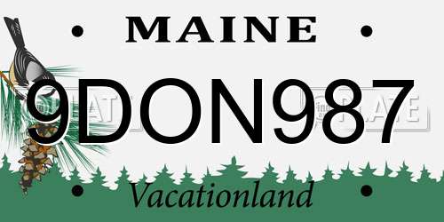 9DON987 Maine License Plate