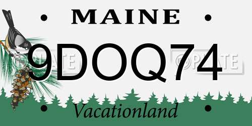 9DOQ74 Maine License Plate