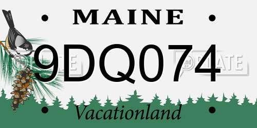 9DQ074 Maine License Plate