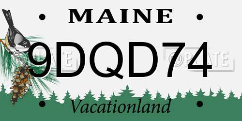 9DQD74 Maine License Plate