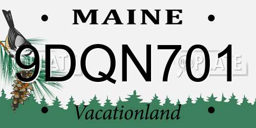 9DQN701 Maine License Plate