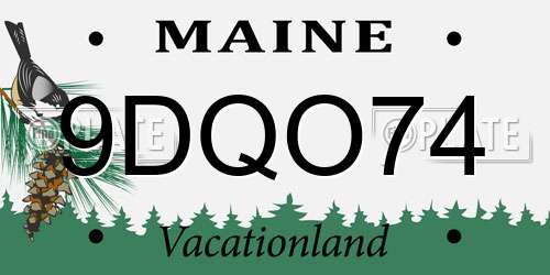 9DQO74 Maine License Plate