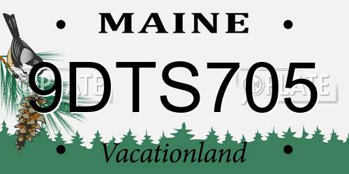 9DTS705 Maine License Plate