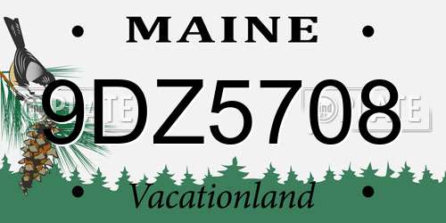 9DZ5708 Maine License Plate