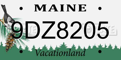 9DZ8205 Maine License Plate