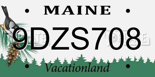 9DZS708 Maine License Plate