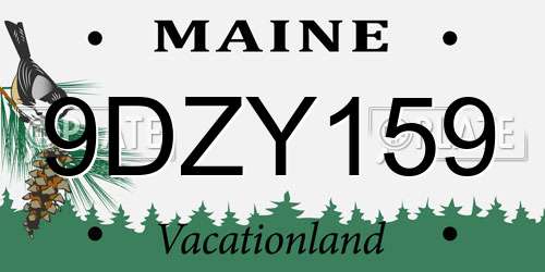 9DZY159 Maine License Plate