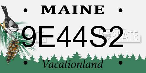 9E44S2 Maine License Plate