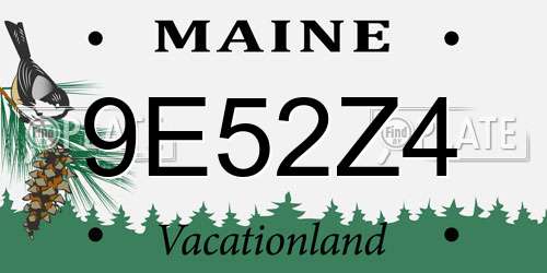 9E52Z4 Maine License Plate