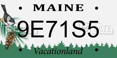 9E71S5 Maine License Plate