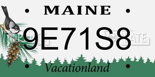 9E71S8 Maine License Plate