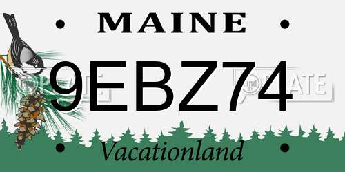 9EBZ74 Maine License Plate