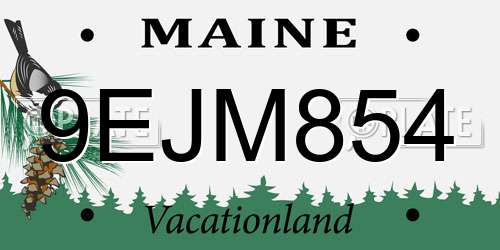 9EJM854 Maine License Plate