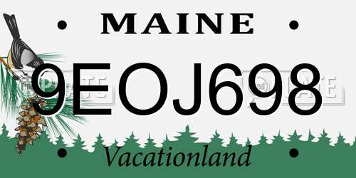 9EOJ698 Maine License Plate