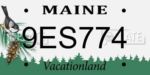 9ES774 Maine License Plate