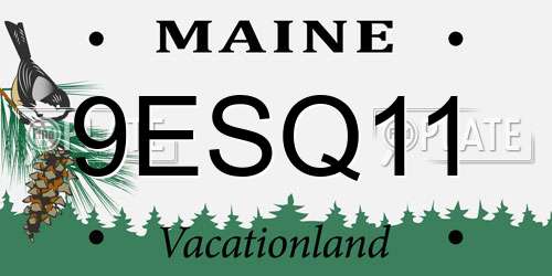 9ESQ11 Maine License Plate