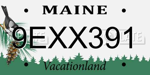 9EXX391 Maine License Plate