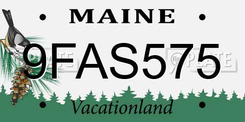 9FAS575 Maine License Plate