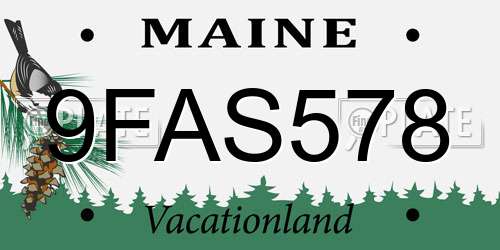 9FAS578 Maine License Plate