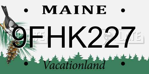 9FHK227 Maine License Plate