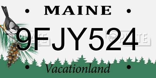 9FJY524 Maine License Plate