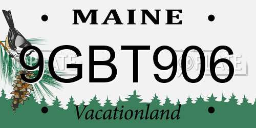 9GBT906 Maine License Plate