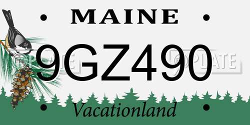 9GZ490 Maine License Plate