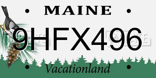 9HFX496 Maine License Plate