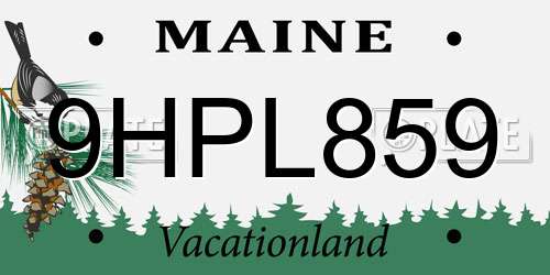 9HPL859 Maine License Plate