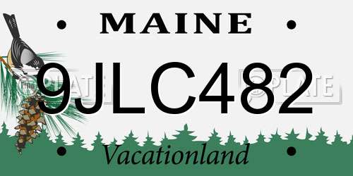 9JLC482 Maine License Plate
