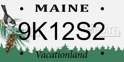 9K12S2 Maine License Plate