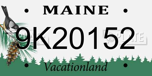9K20152 Maine License Plate