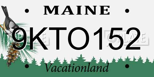 9KTO152 Maine License Plate
