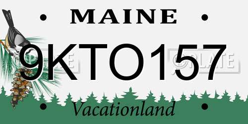 9KTO157 Maine License Plate