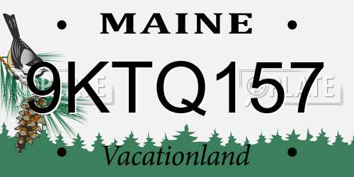9KTQ157 Maine License Plate