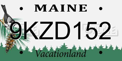 9KZD152 Maine License Plate
