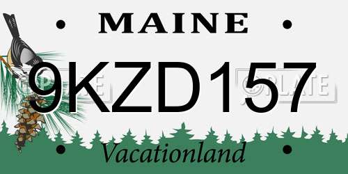 9KZD157 Maine License Plate