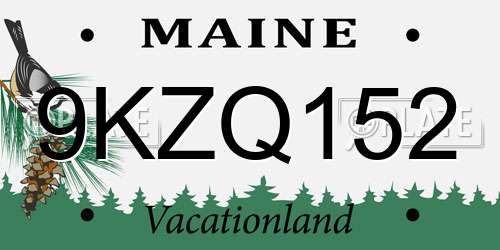 9KZQ152 Maine License Plate