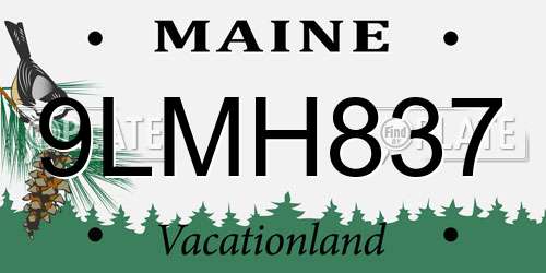 9LMH837 Maine License Plate