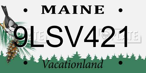 9LSV421 Maine License Plate