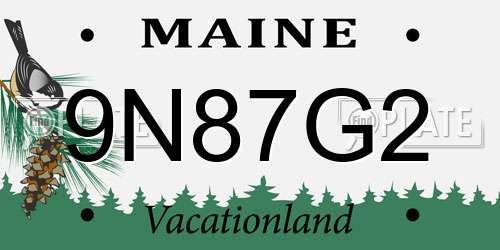 9N87G2 Maine License Plate